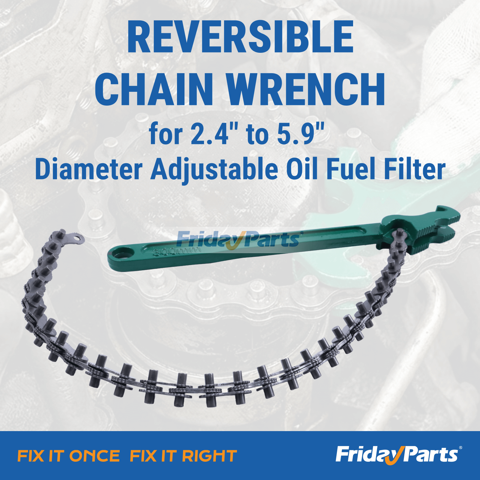 12 Inch Heavy Duty Reversible Chain Wrench for 2.4" to 5.9" Diameter Adjustable Oil Fuel Filter Chain Wrench Pipe Fitting Tools Spanner for Others