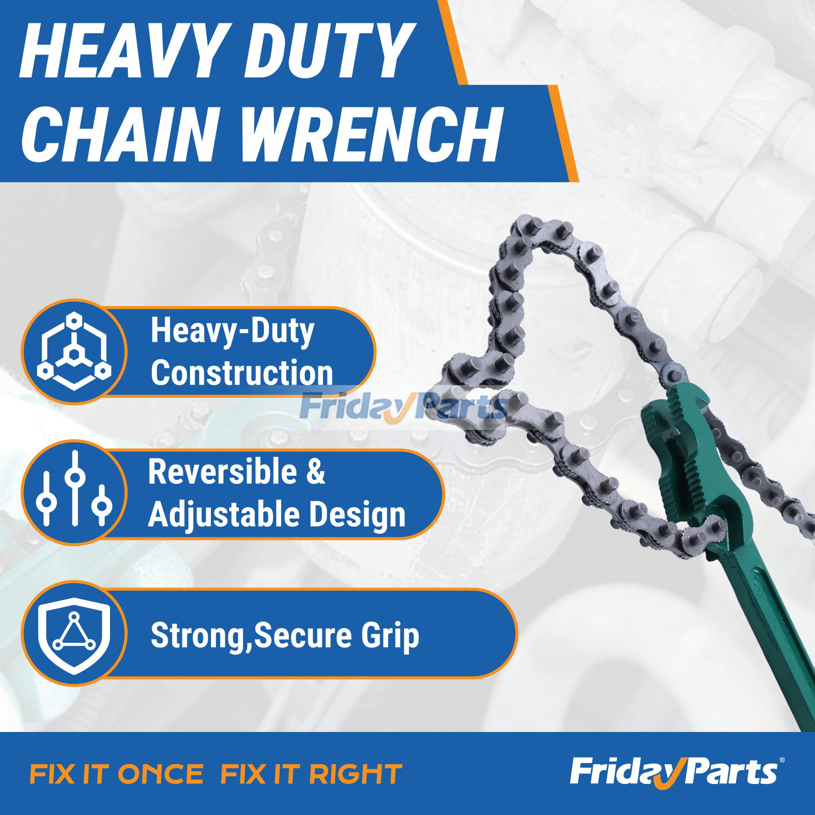 Others 12 Inch Heavy Duty Reversible Chain Wrench for 2.4" to 5.9" Diameter Adjustable Oil Fuel Filter Chain Wrench Pipe Fitting Tools Spanner