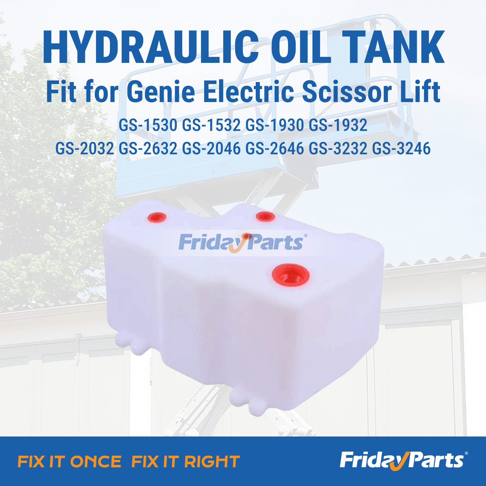 Plataformas de trabalho aéreo Para Genie - Tanque de óleo hidráulico T109012GT 96244GT para elevador de tesoura elétrico Genie GS-1530 GS-1532 GS-1930 GS-1932 GS-2032 GS-2632 GS-2046 GS-2646 GS-3232 GS-3246