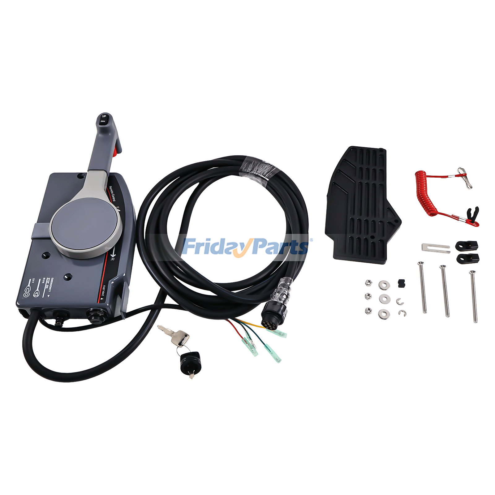 10 Pin Push Throttle Remote Control Box 703 Outboard Side Mount Cable for Engine,Marine