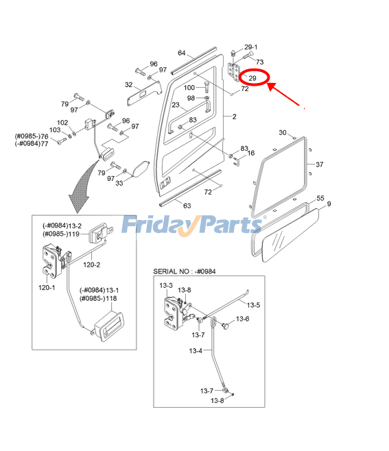 FridayParts Scharnier R110 R140L R160L R180L R210 R220L R250 R290 R300L R305 R320 R360 R370L R450 R500 R800LC R140W R170W R200W