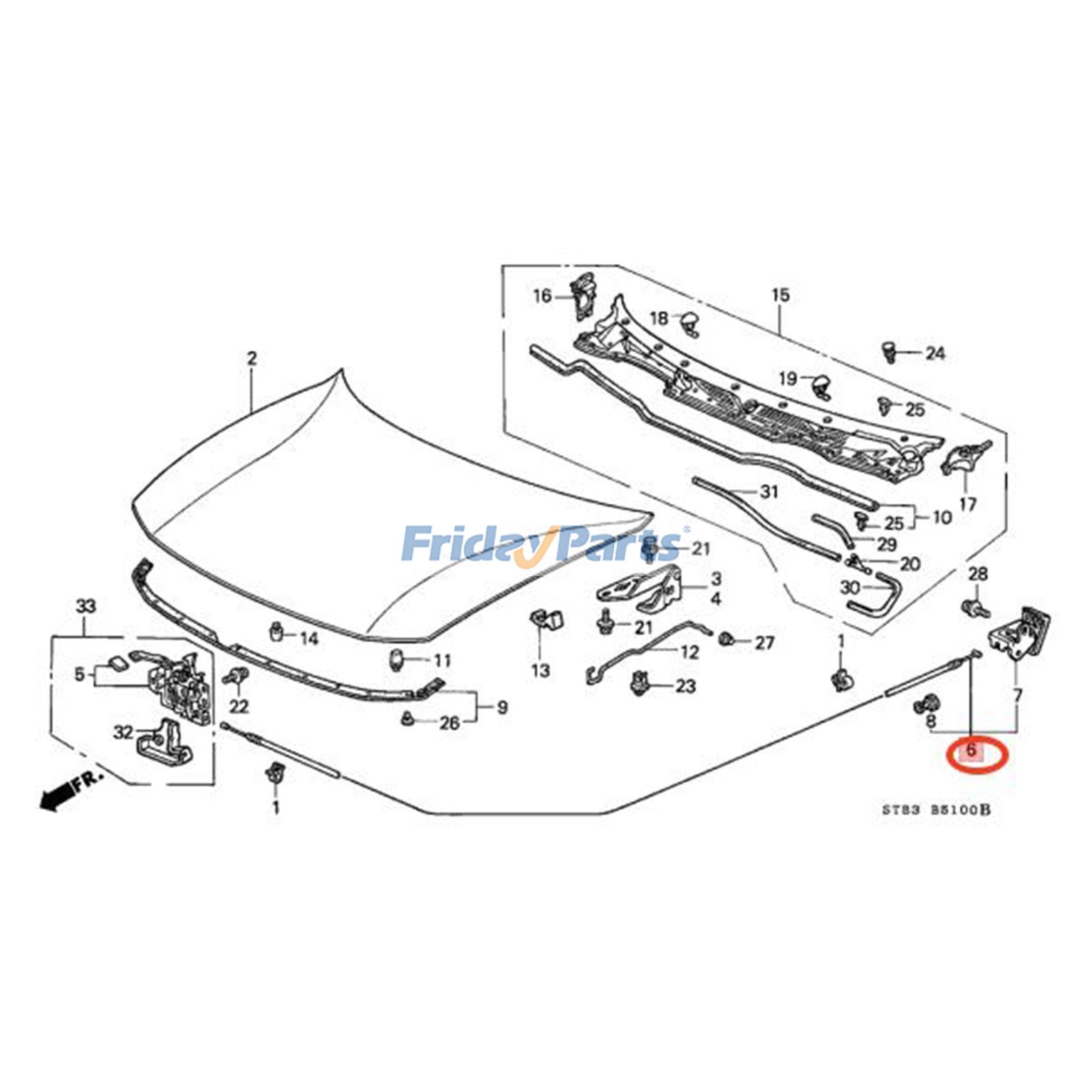 Hood Latch Lock Release Cable 74130-ST7-A00 for Acura Integra 1994-2001