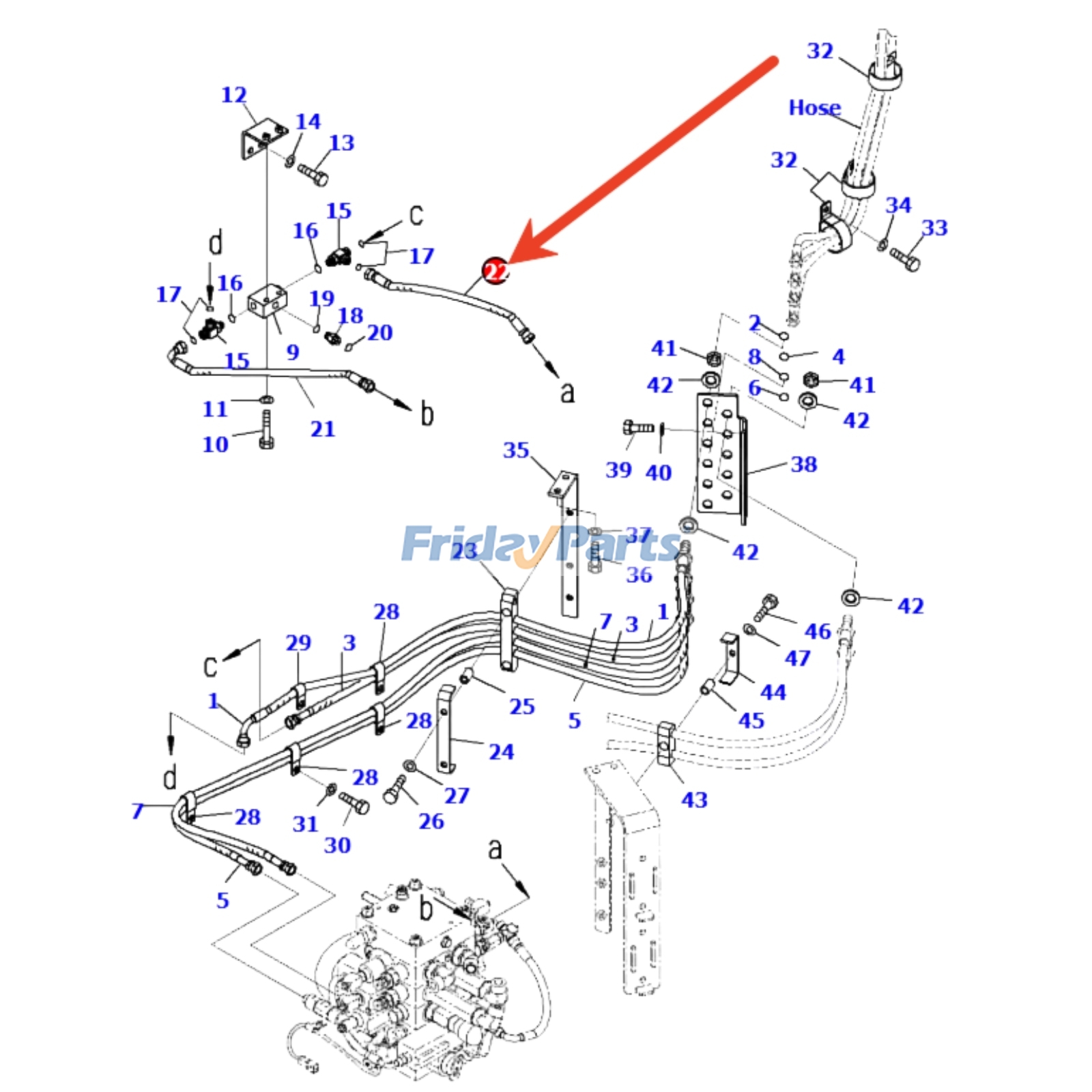 Manguera 02760-00304 para excavadora Komatsu PC1250-7 PC1250SP-8R PC600-7 PC750-7-M1 PC800-7-M1 Cargadora WA430-6 WA380-7 WA380-6 Para KOMATSU