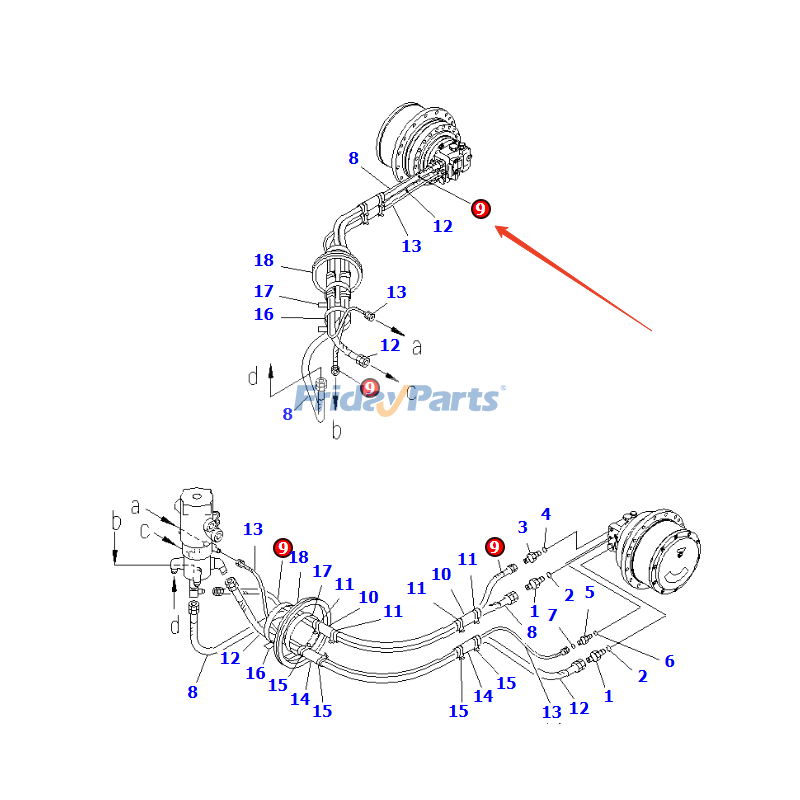 Manguera 203-62-71810 para excavadora Komatsu PC130-7 PC130-7K Para KOMATSU