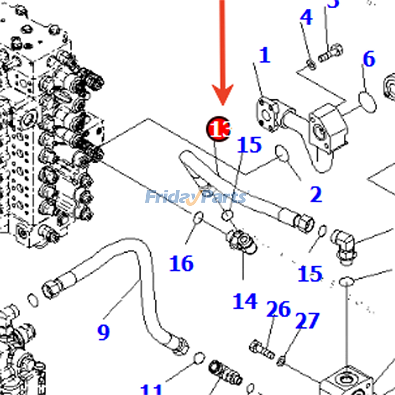 Manguera 207-62-74681 para excavadora Komatsu PC300-7E0 PC300-8 PC300LC-8M0 PC300LL-7E0 PC350-7E0 PC350-8 PC350LC-8M0 PC350NLC-8 PC390LC-8M0 Para KOMATSU