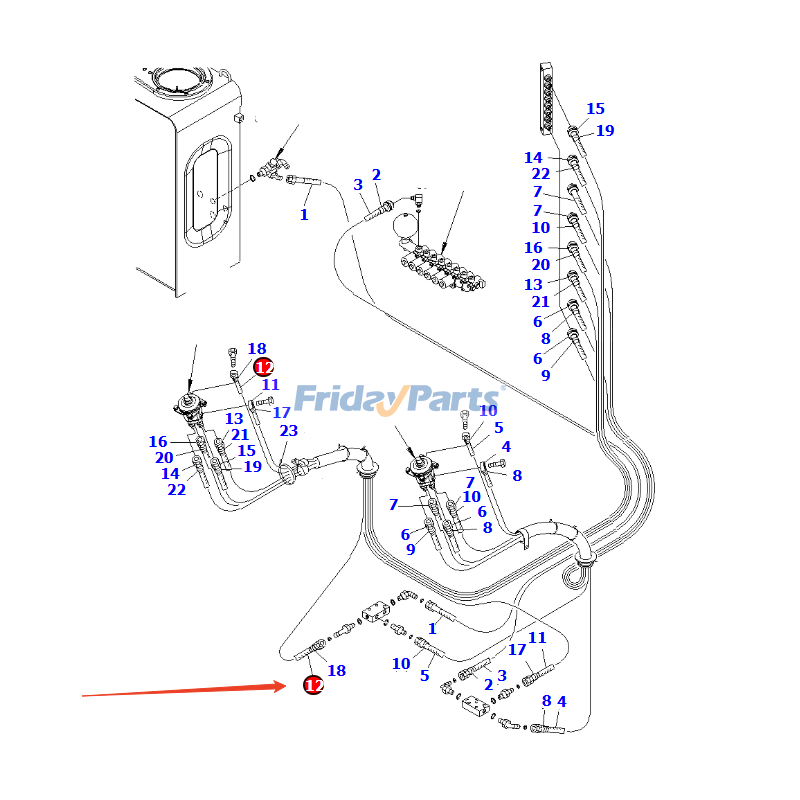 Manguera 20Y-62-42220 para excavadora Komatsu PC200-7 PC200-8 PC200LC-7 PC200LC-8 PC210-7K PC220-7 PC220LC-7 PC290LC-7K PC300-7 PC300LC-7 PC350LC-7 Para KOMATSU