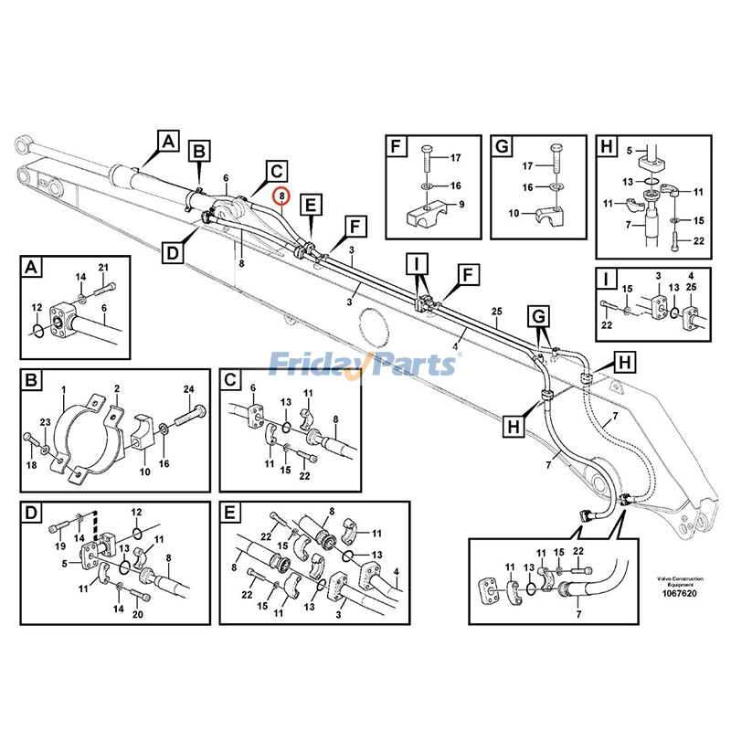 Conjunto de manguera 17200458 para excavadora Volvo EC210D EC220D EC220E EC250D EC250E EC300E Para VOLVO