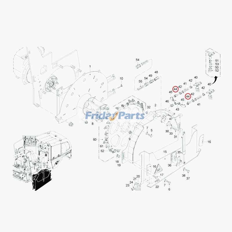 Conector de manguera 181144 para fresadora en frío Wirtgen W50 Para OTRA MARCA