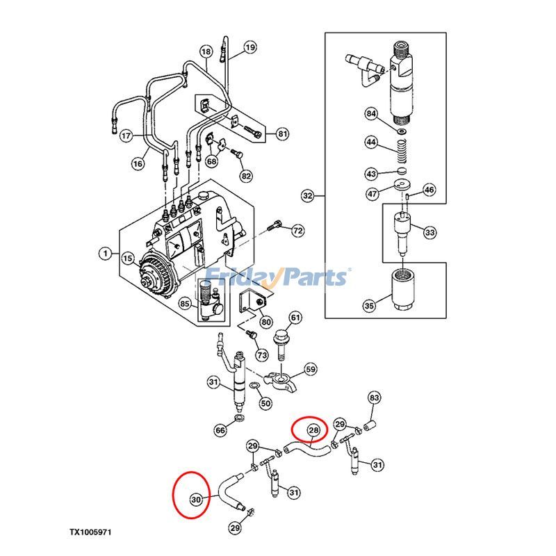 Hose Set John Deere for Excavator