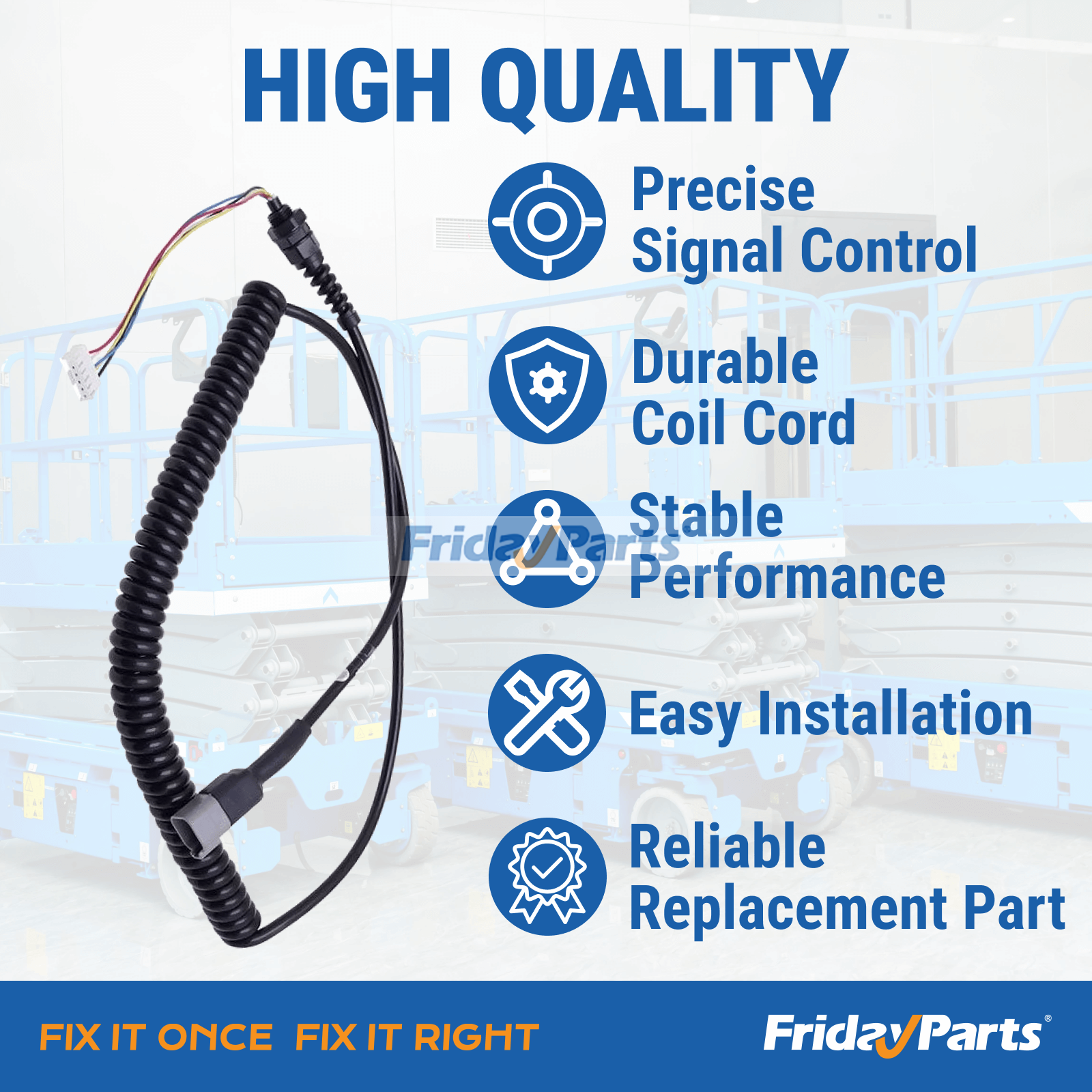 Cable en espiral 137611GT para Genie GS-1330m GS-1432m GS-1530 GS-1532 GS-1930 GS-1932 GS-1932m GS-2032 GS-2046 GS-2632 GS-2646 GS-2669 GS-3232 GS-3246 GS-3369 GS-4046 GS-4655 Para Genie