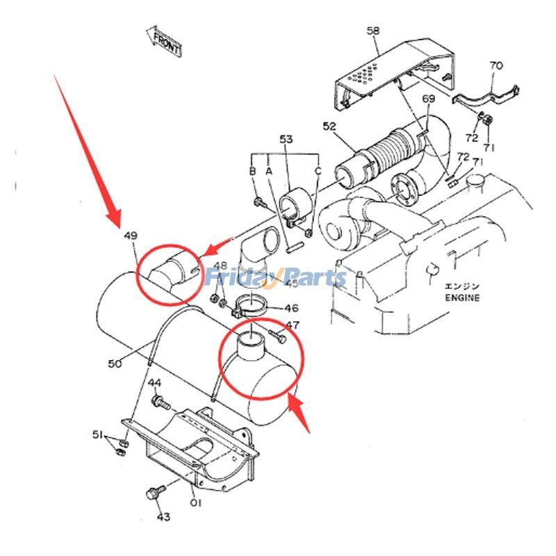 Muffler Hitachi for Excavator
