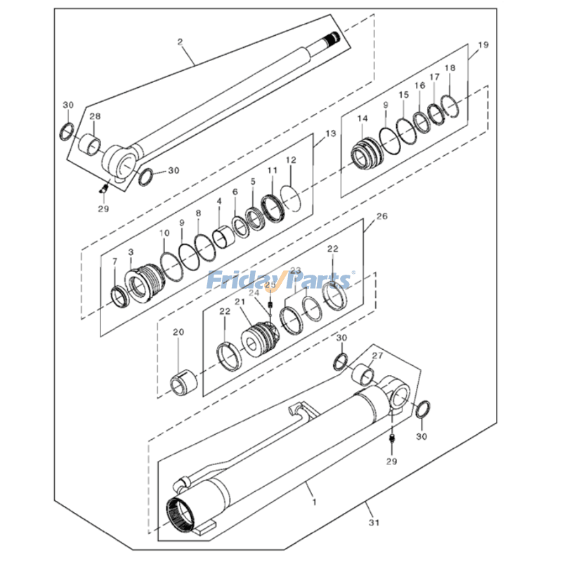 Vérin de flèche hydraulique 4467672 pour excavatrice John Deere 35C 35ZTS