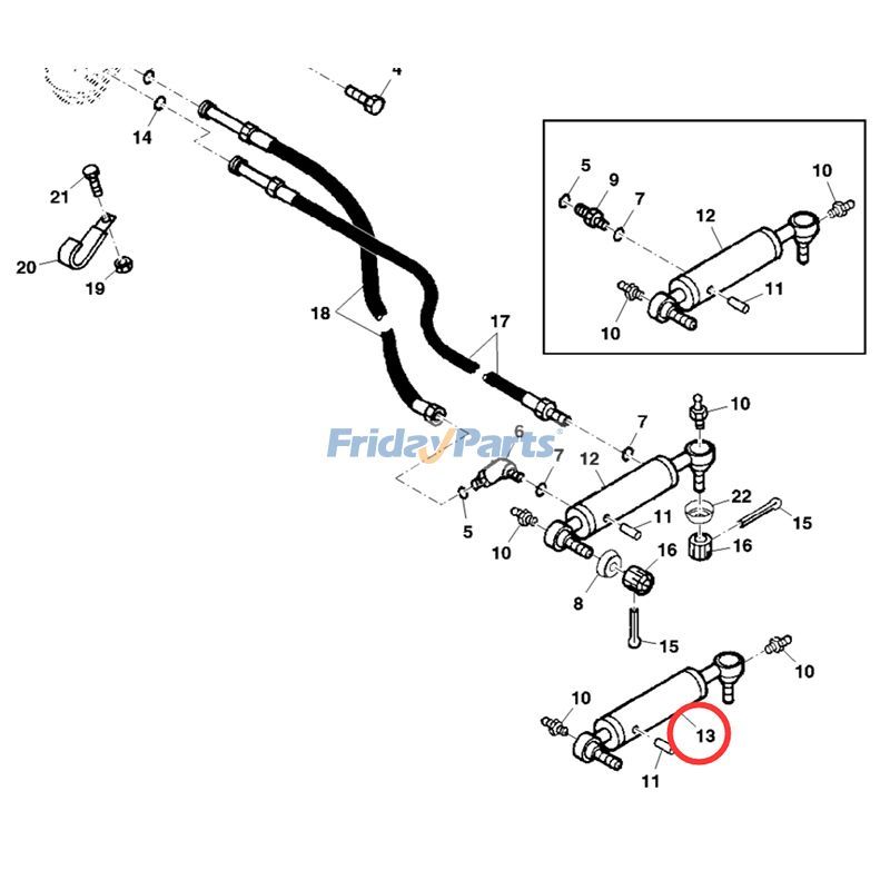 Cilindro hidráulico de dirección asistida AM118795 AM147173 para tractor John Deere 425 445 455 425B 445D 455E para Tractor