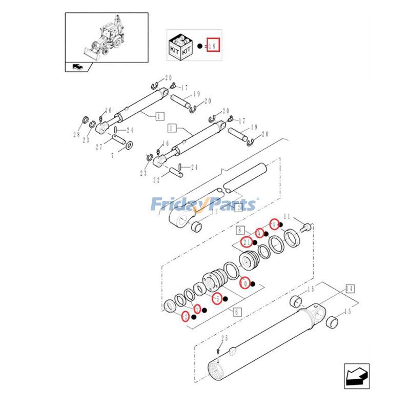 Hydraulic Cylinder Seal Kit Backhoe for Loader