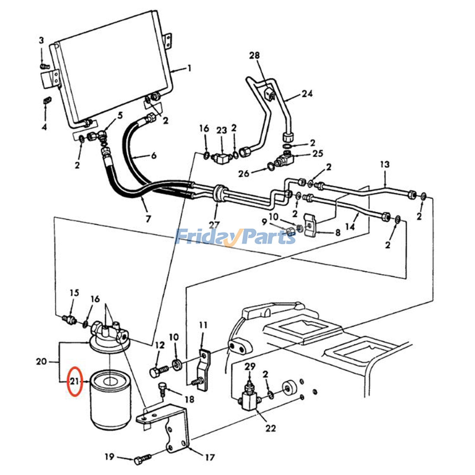 Filtre hydrauliquepour Moissonneur,Chargeur,Tracteur