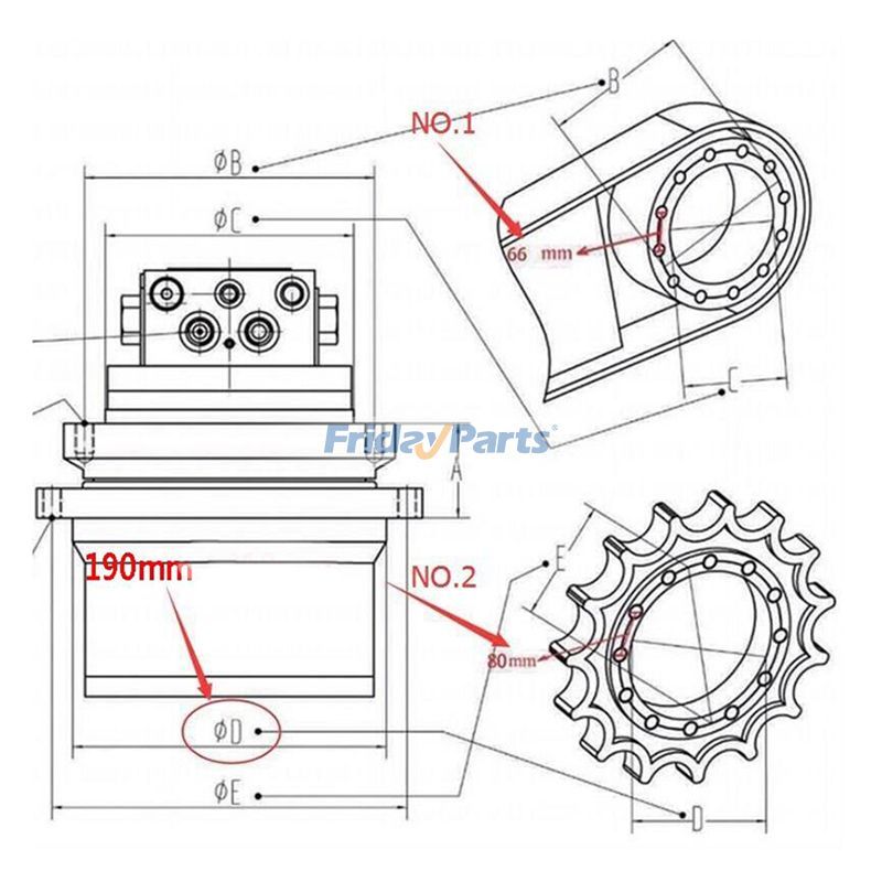 190mm Hydraulic Final Drive Motor 172458-73700 for Yanmar