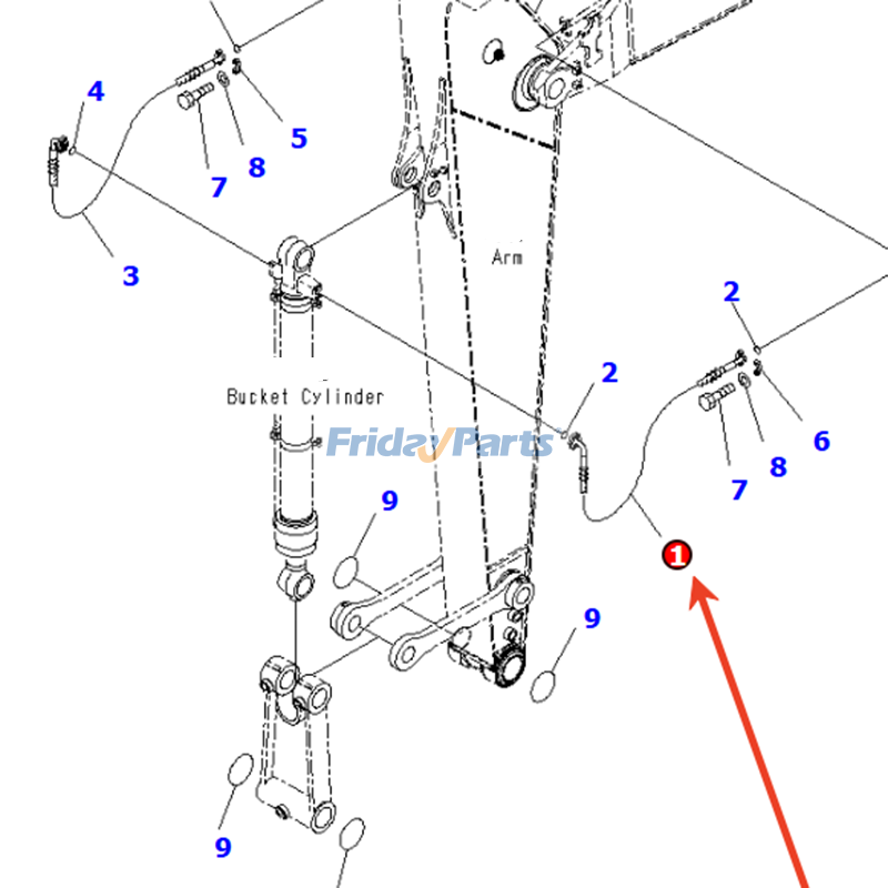 Manguera hidráulica 22U-62-34611 para excavadora Komatsu PC200-8M0 PC200LC-8M0 HB215LC-1M0 PC210LC-10M0 PC210LC-11 HB215LC-2 PC210-10M0 Para KOMATSU