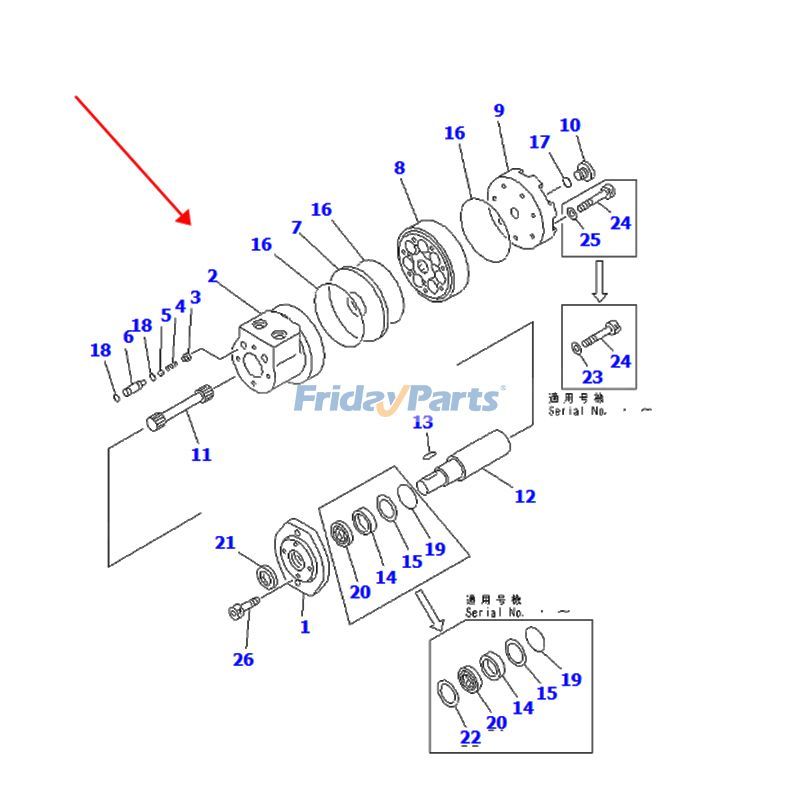 Motor hidráulico 23B-62-11101 para motoniveladora Komatsu GD611A-1 GD605A-5 GD605A-5S GD663A-2 Para KOMATSU