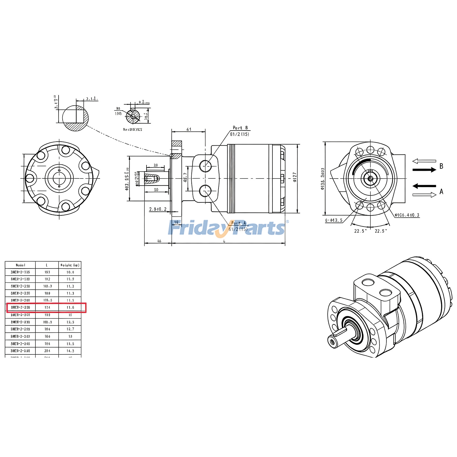 Motor hidráulico de repuesto para White 500300A5812BAAAA de FridayParts