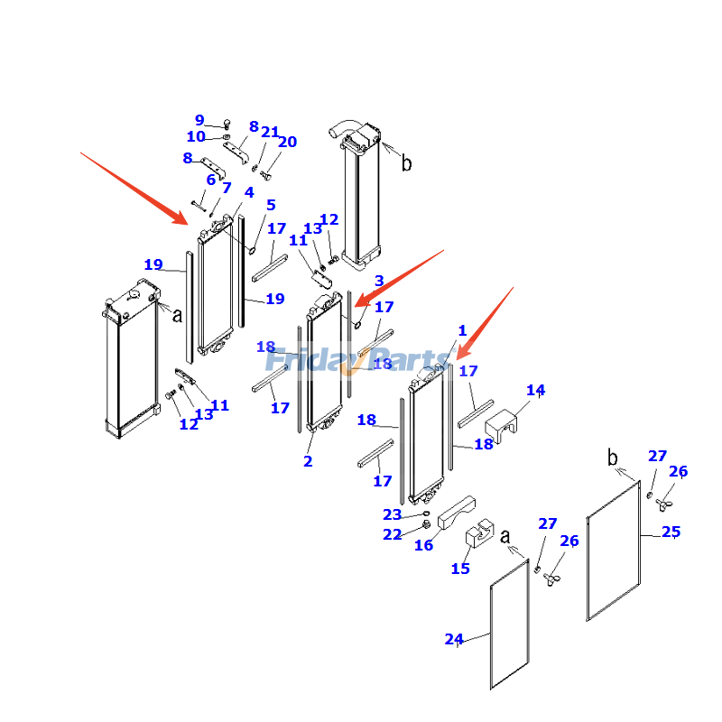 Refroidisseur d'huile hydrauliquepour Pelle