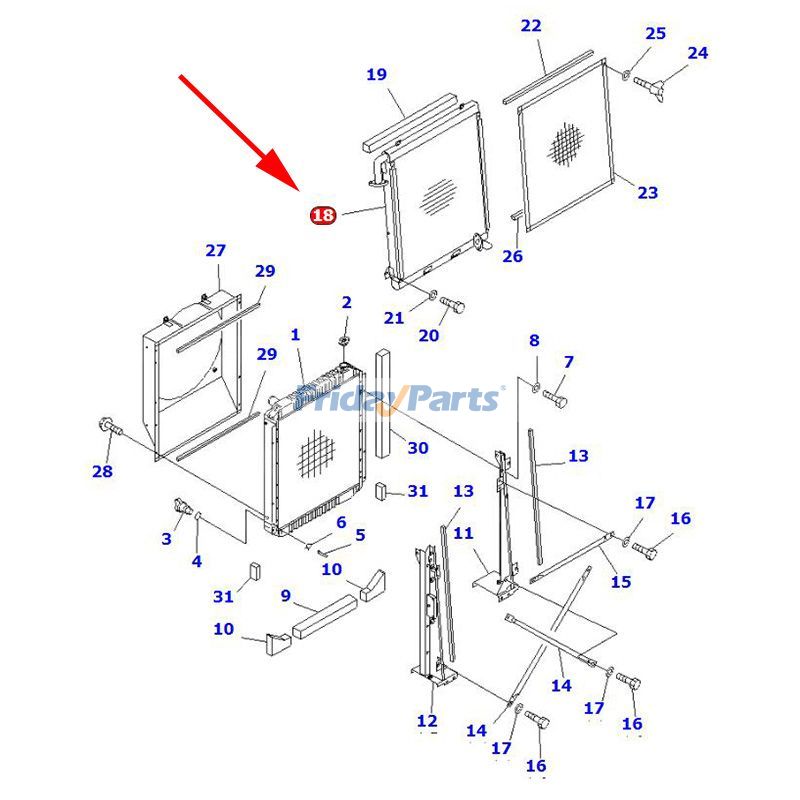 Hydraulikölkühler 20Y-03-K1220 20Y-03-27120 für Komatsu PC200EL-6K PC200EN-6K PC210-6K PC210LC-6K PC240-6K PC240LC-6K PC240NLC-6K