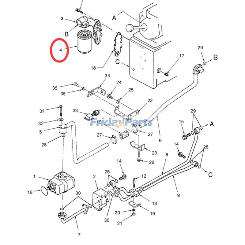 Filtro de óleo hidráulico 84475483 87300044 para trator CASE DX21 DX23 DX24 DX25 DX26 DX29 DX31 FridayParts