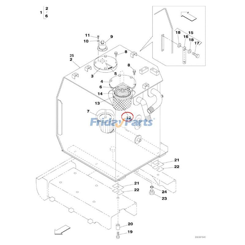 Filtro de óleo hidráulico KTJ2037 para escavadeira CASE CX460 para Escavadora 