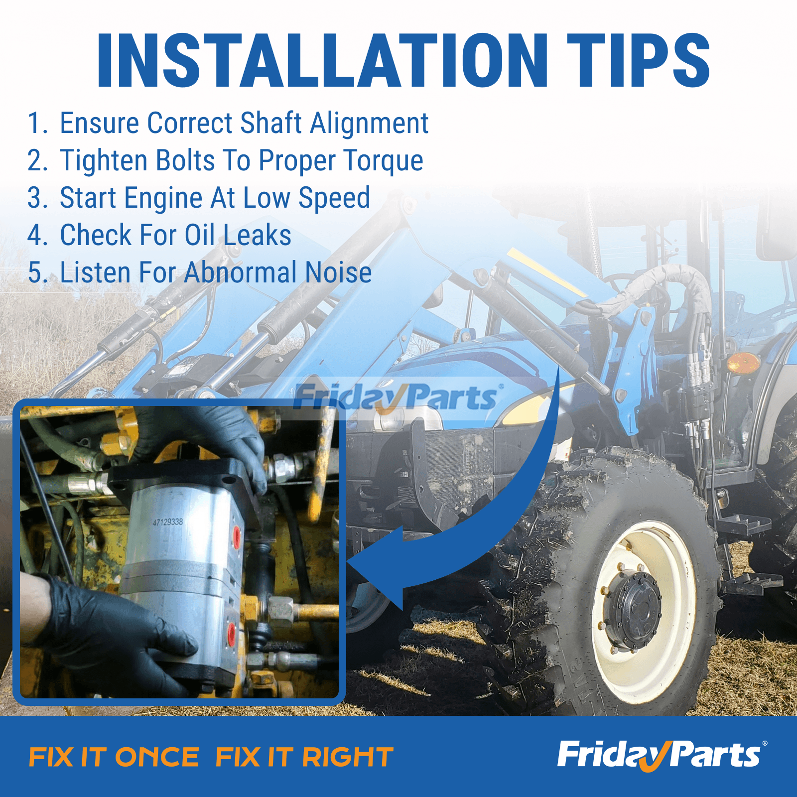 Compra Bomba hidráulica 47129337 para New Holland T4.105F T4.75V T4.95V T4020 T4030V T4040F T4050 T5040 T5070 TN85SA TN95DA en Fridayparts