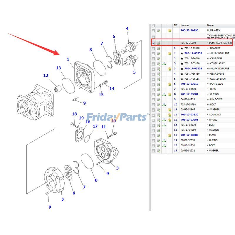 Bomba hidráulica 705-22-36090 para camión volquete Komatsu HD255-5 HD255-5EO HD325-6 HD325-6W HD405-6 Para KOMATSU