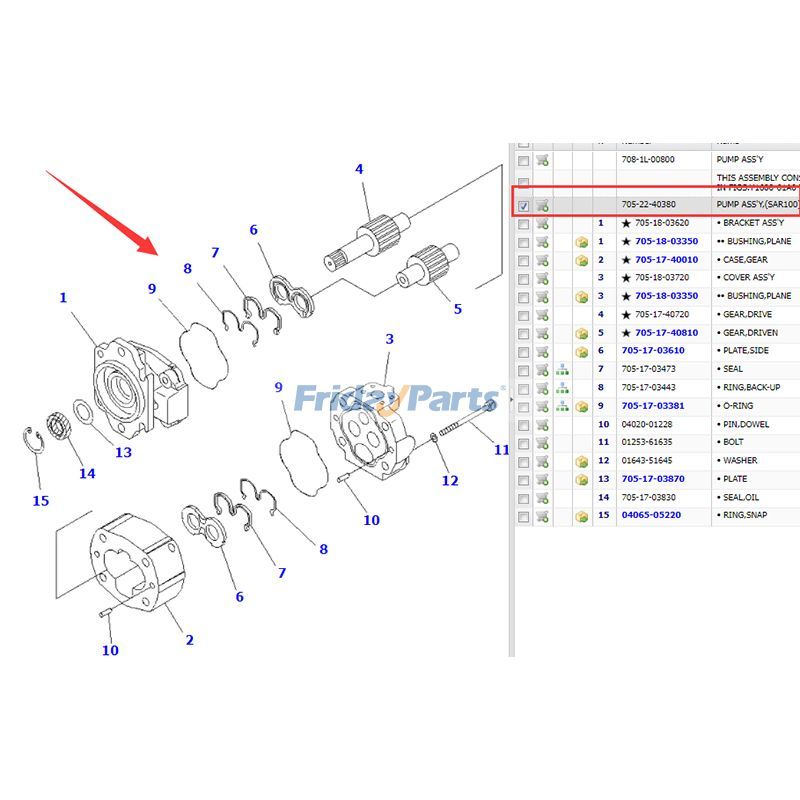 トップス Pum Hydraulic-Gear-Pump-Assy-705-