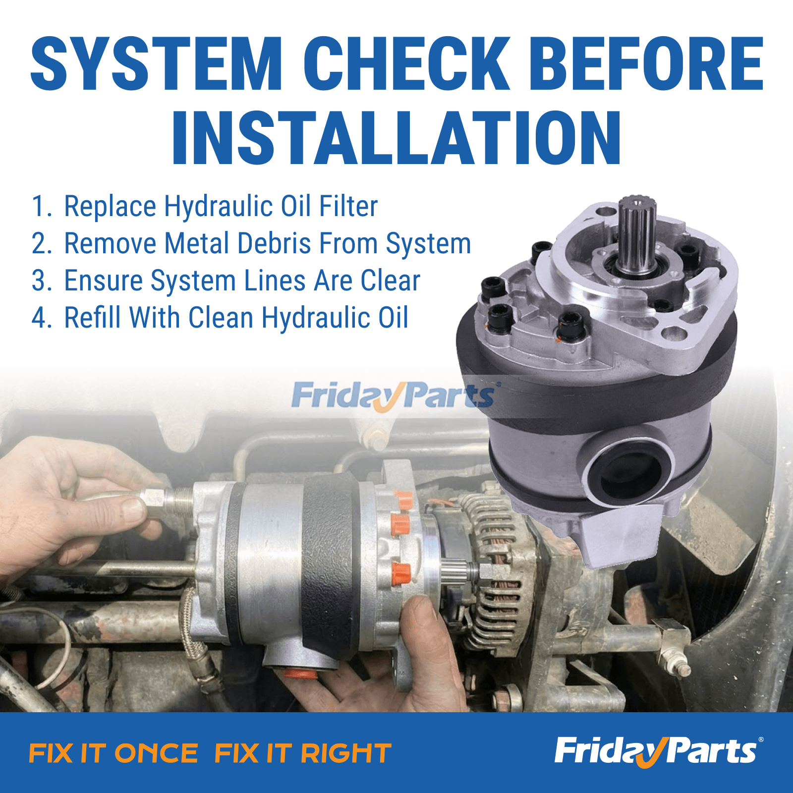 Hydraulic Pump D126580 for CASE Forklift 584D 585D 586D Loader 580SE 580D 580E 580SD