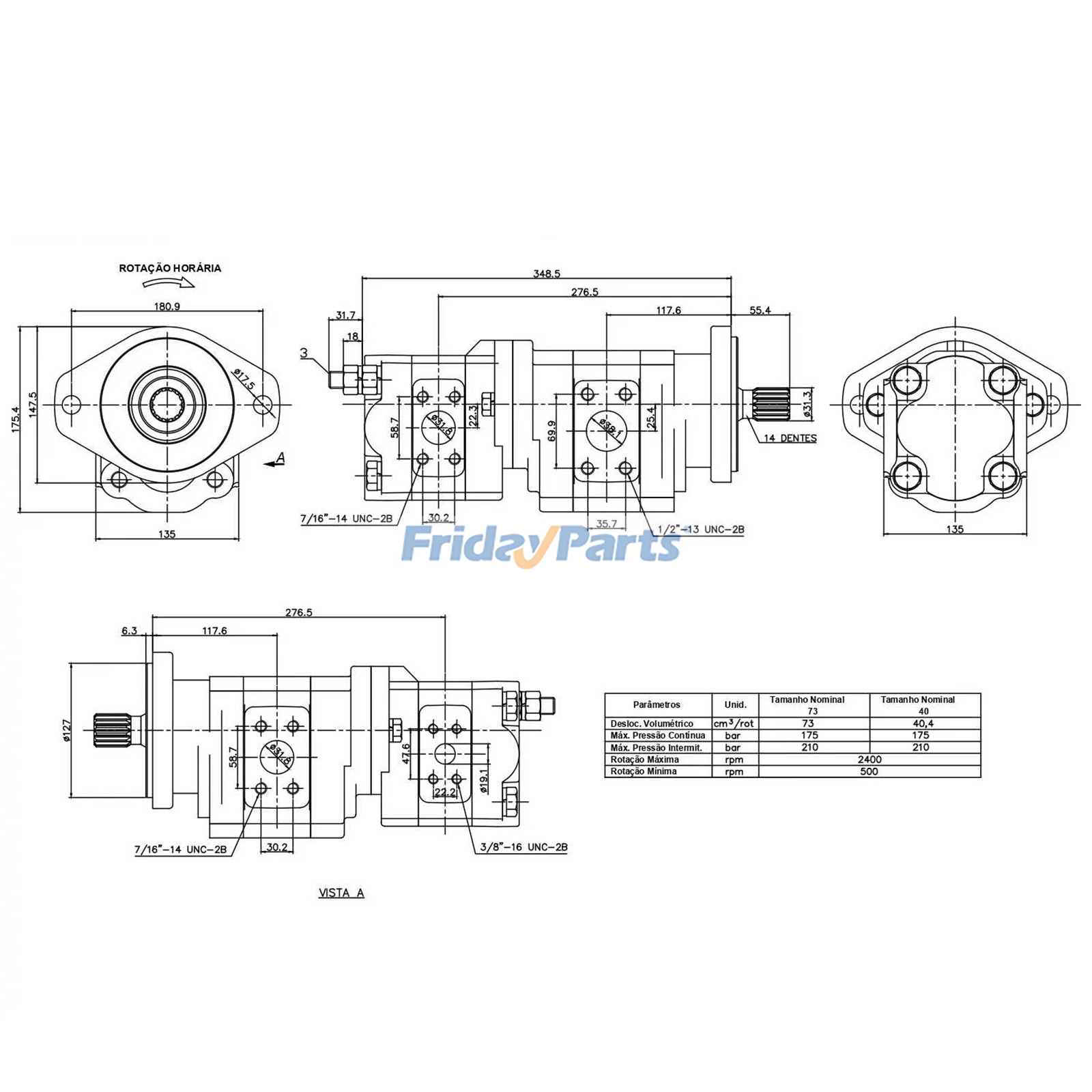 CASE用,Parker用用CASEローダーW20B W20E 621XS用油圧ポンプE69484