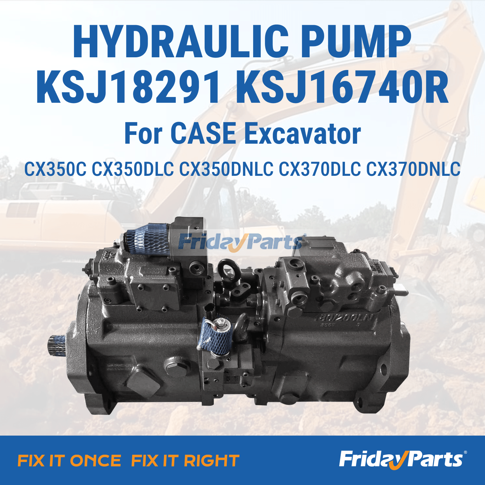  Hydraulic Pump CX350DLC CX350DNLC CX370DLC CX370DNLC For CASE