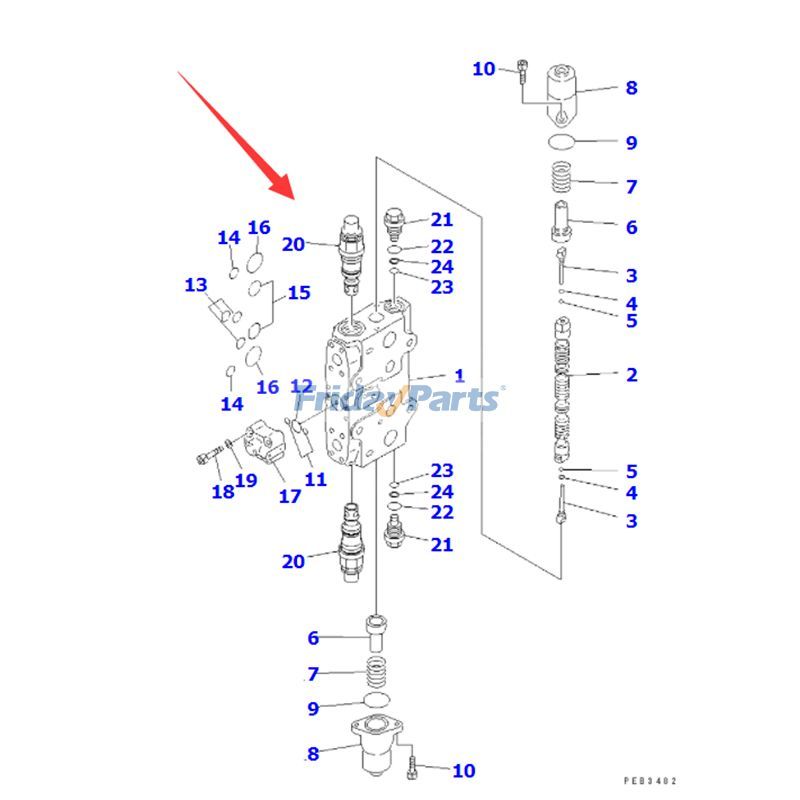FridayPartsの油圧バルブ PC250LC-6L