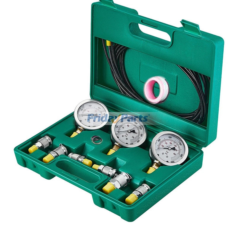Hydraulic Pressure Test Kit 3 Gauges 6 Couplings 3 Hoses Case