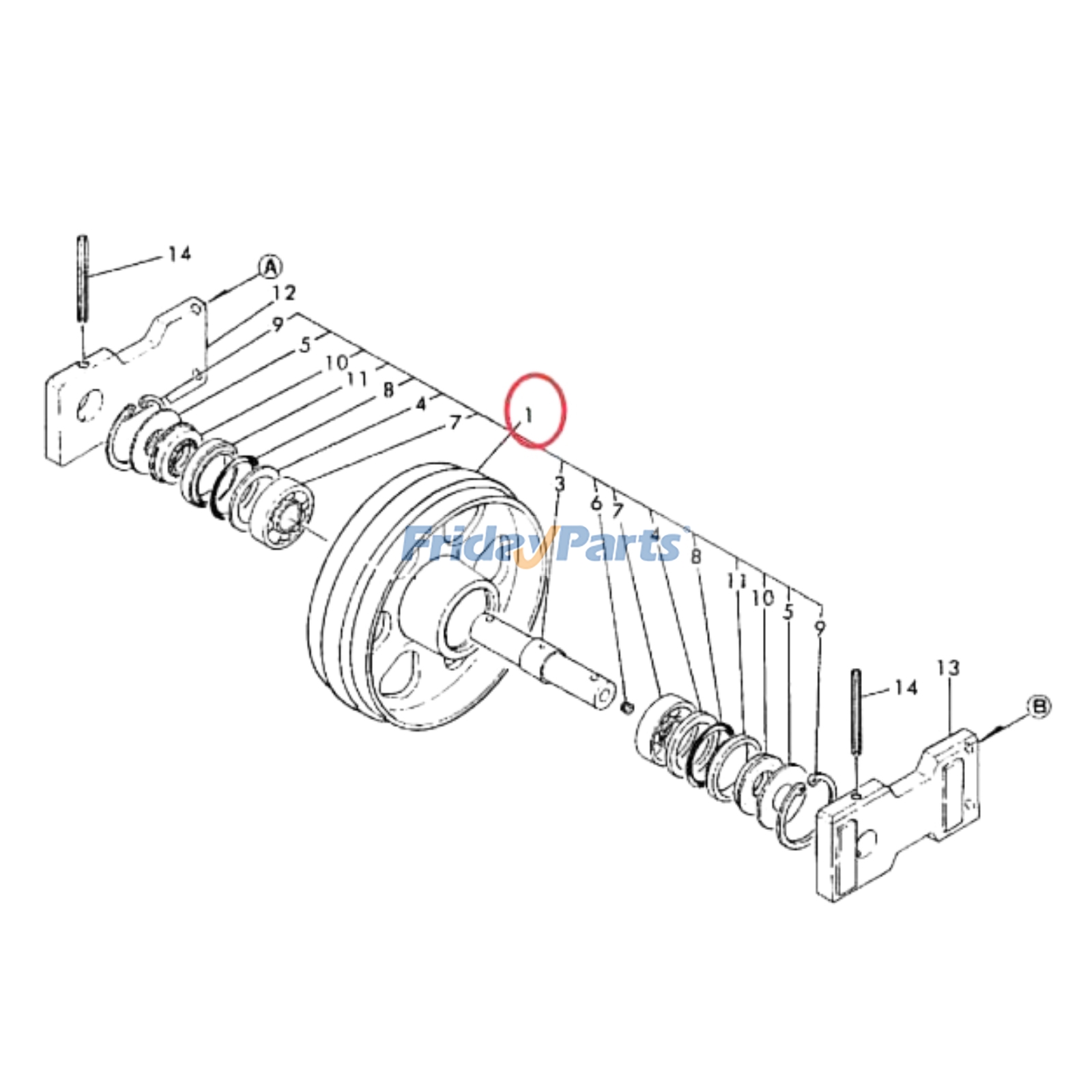 Roda guia E0141490000 para motor Yanmar 3T75H-LTBS Escavadeira YB2O1U para Motor,Escavadora 