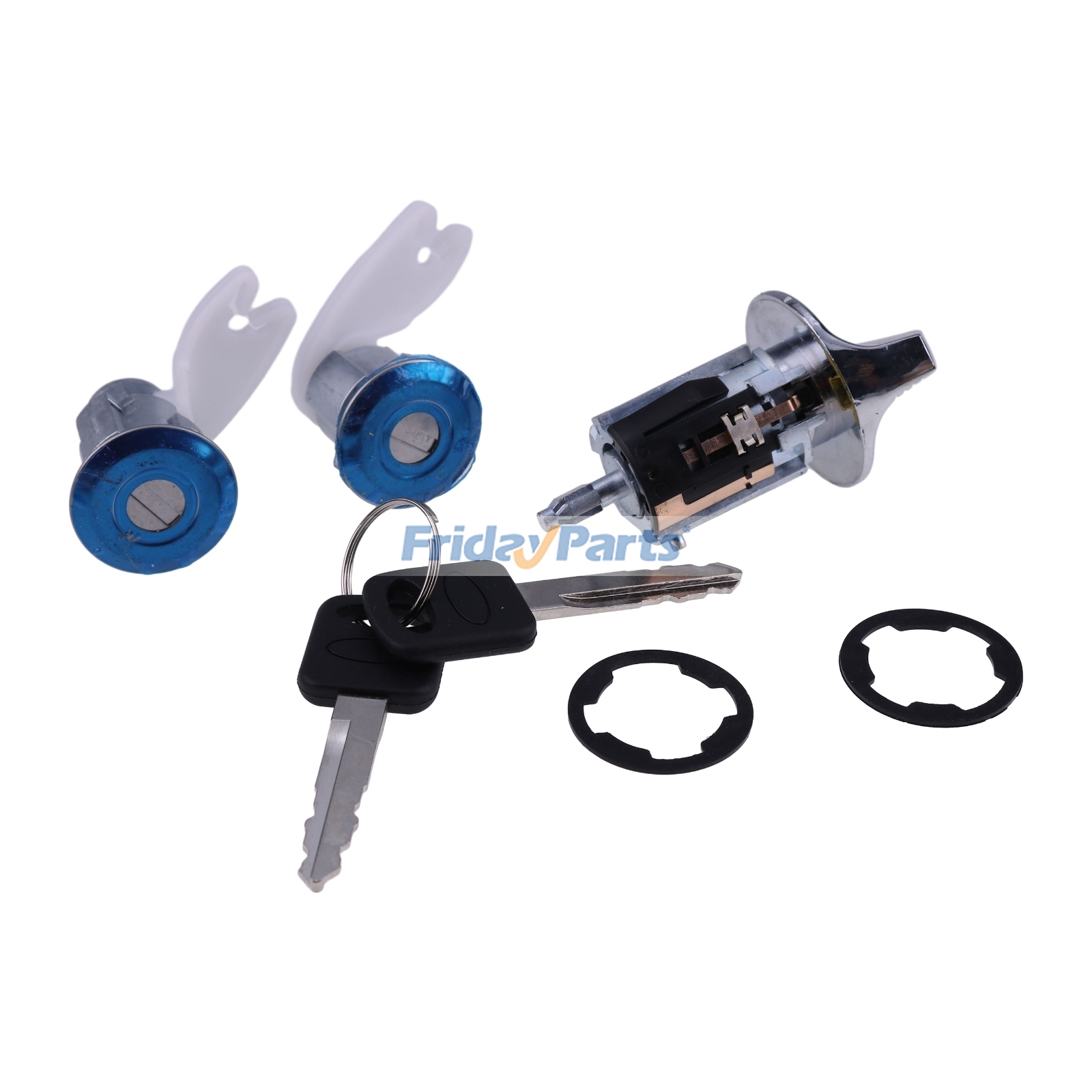 Cilindro de interruptor de encendido con 1 par de cilindros de cerradura de puerta y llave C-42-157 para Ford F-150 F-250 F-350 Explorer de FridayParts