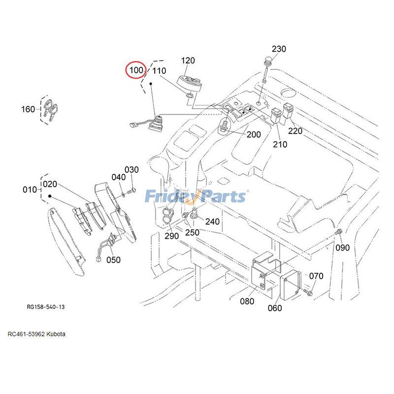 Zündschalter RC461-53962 für Kubota Lader SVL75 SVL75C SVL90 SVL95 Bagger KX018 KX057 KX41 U25 U27 U35für Für KUBOTA
