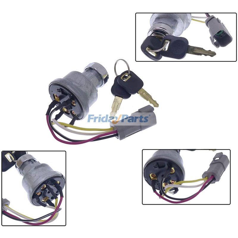 Interrupteur d'allumage avec 2 clés CAT 906H 906H2 906K 906M 907H 907H2 907K 415 416 416F2pour Bulldozer,Moteur,Pelle,Chargeur,Tracteur,Autres