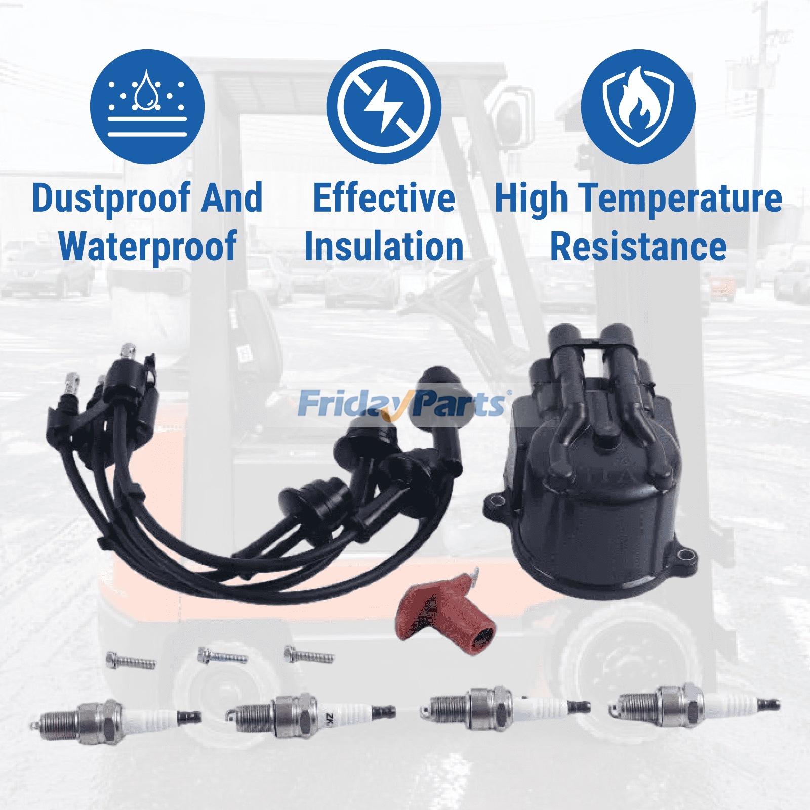 Kit de puesta a punto de encendido 19101-76007-71 19102-76009-71 90919-22132 9001A-98004 para montacargas con motor Toyota 4Y de las series 5FG, 6FG y 7FG Para Toyota