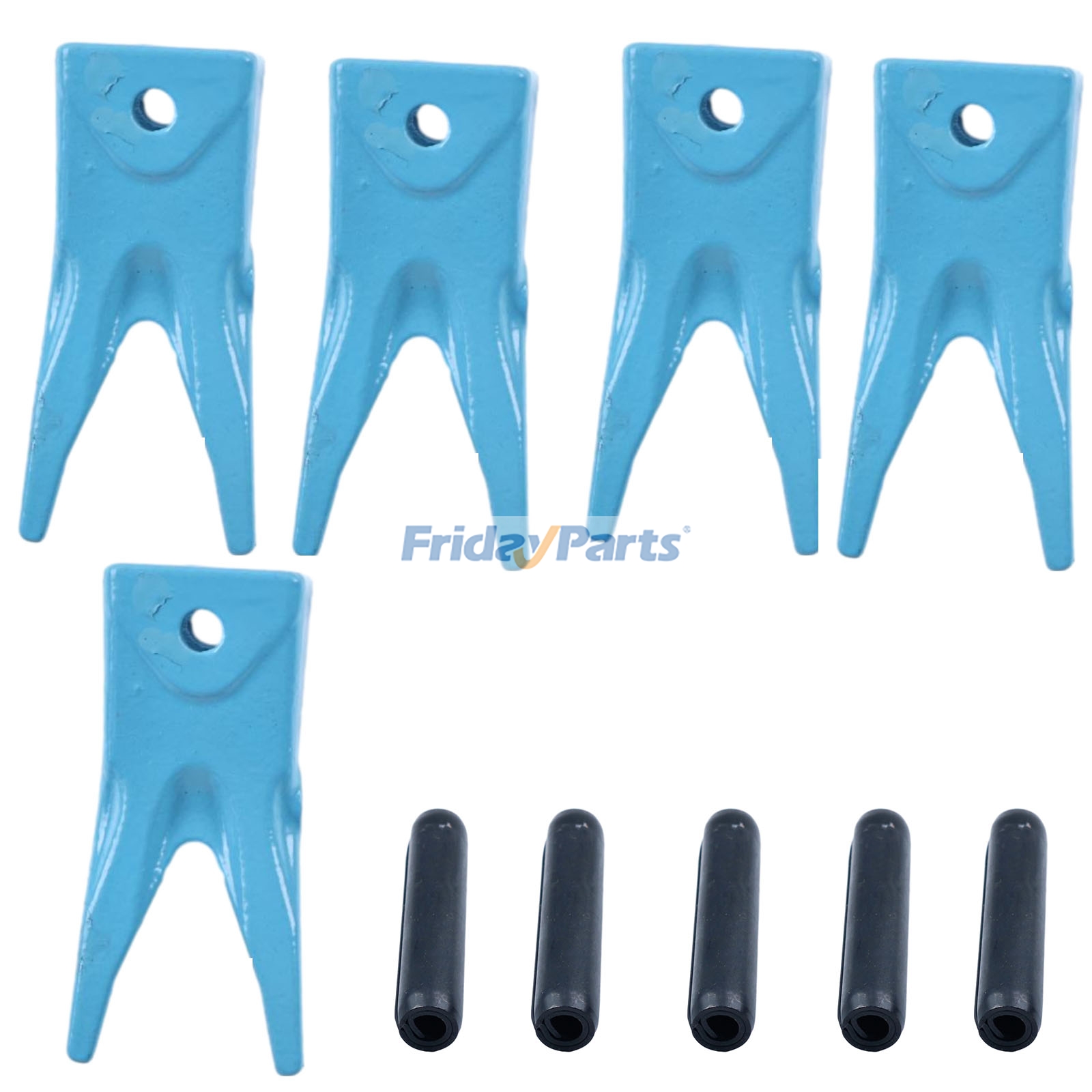 Conjunto com 5 dentes de caçamba Tiger Twin X156WT e pino longo 156LPN para minicarregadeira e miniescavadeira estilo Hensley 156