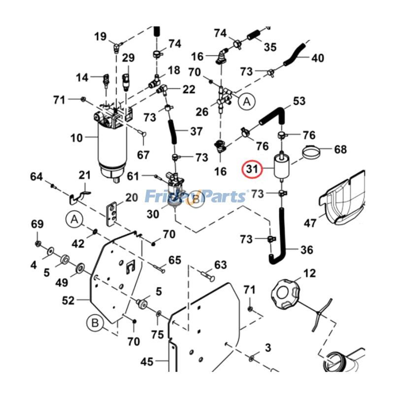 In-line Fuel Filter 7348032 for Bobcat Loader S76 T76