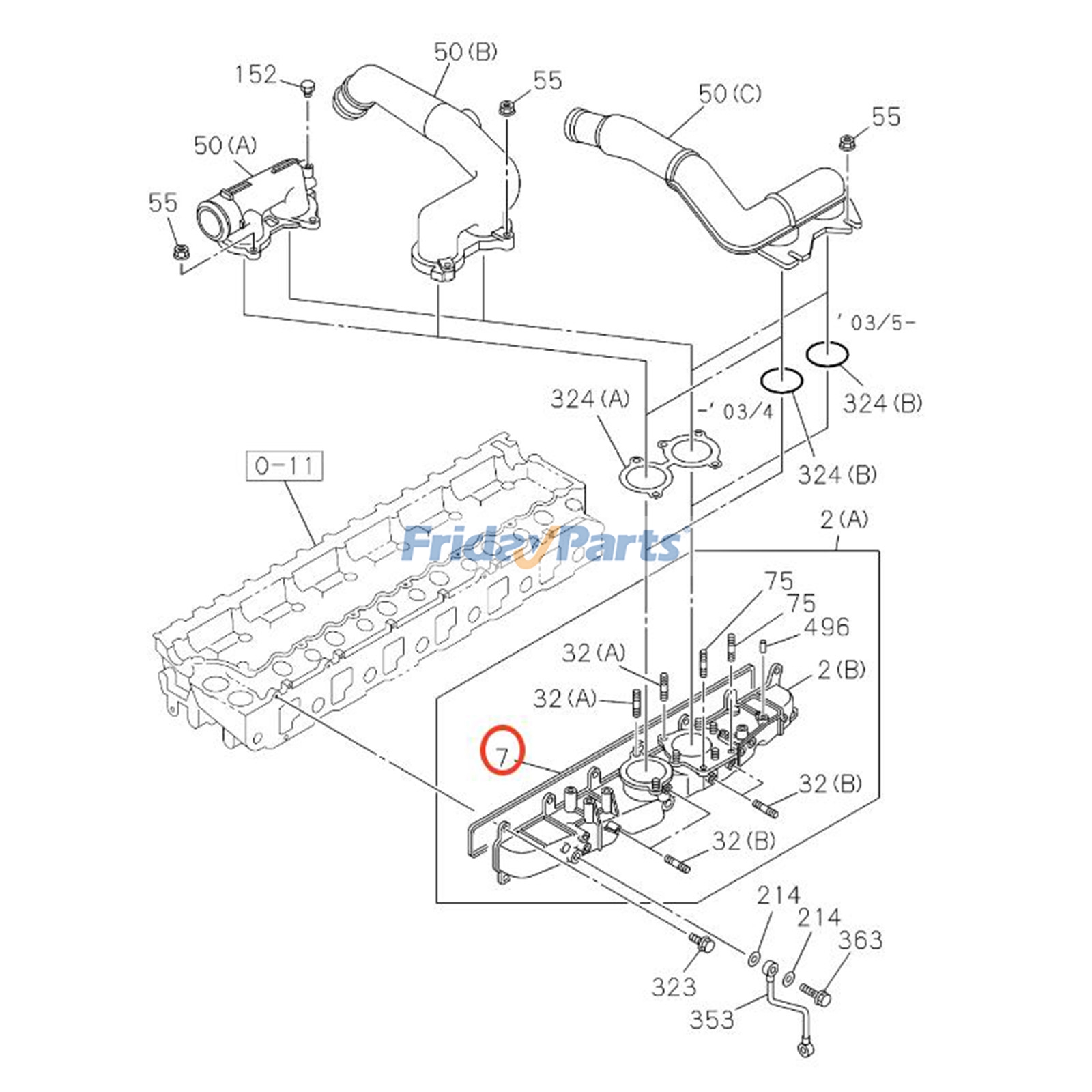 Joint de collecteur d'admissionpour Grue,Moteur,Pelle,Chargeur
