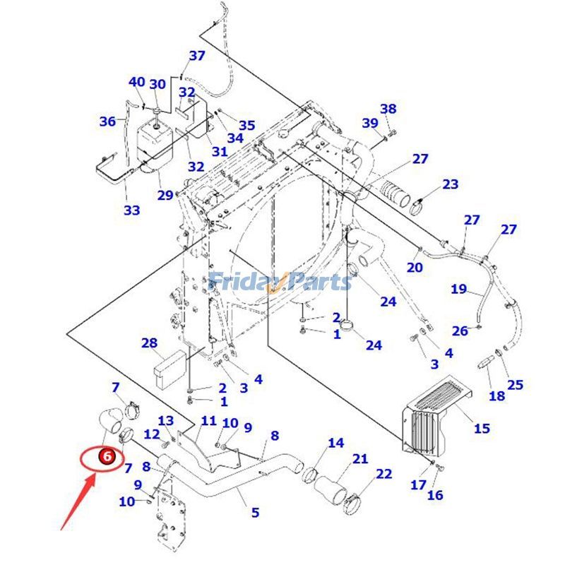 Ladeluftkühlerschlauch 207-01-75250 für Komatsu PC300-7E0 PC300HD-7E0 PC300-8 PC300HD-8 PC300LC-8 PC350-8 PC350LC-8