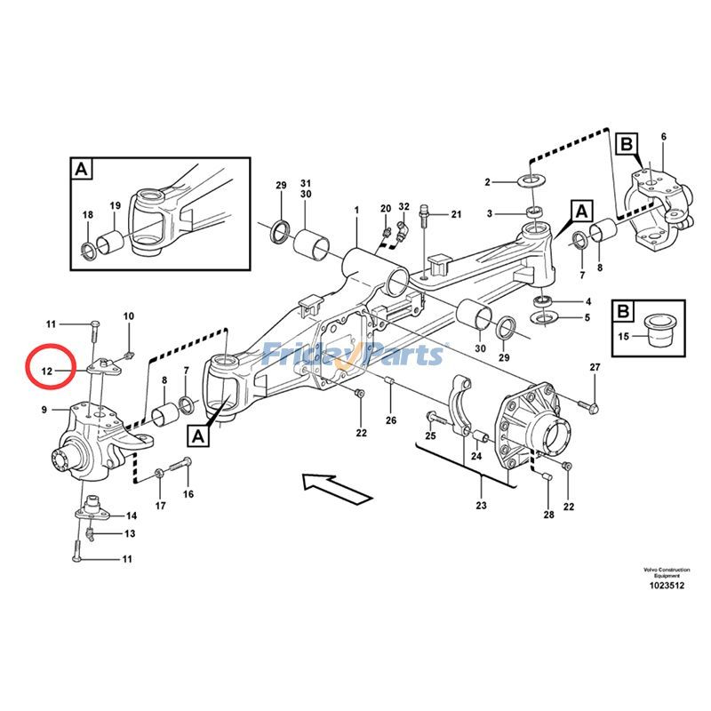 FridayPartsのスイベルハウジングキングピンバックホー