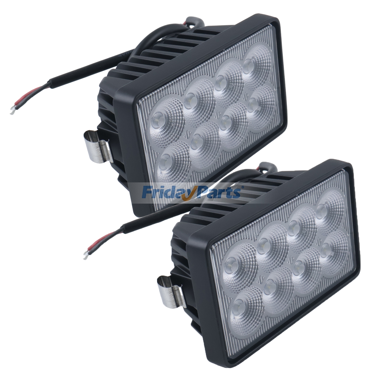 Lot de 2 projecteurs de travail LED avec bouchon de ventilation KV26918 AT345169 pour chargeuses John Deere 240, 250, 260, 270, 280, 313, 315, 317, 320, 325, 328, 332, CT315, CT322 et CT332