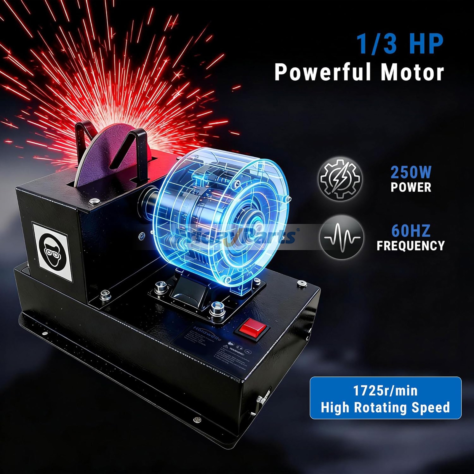 Afilador de cuchillas para cortacésped con protector de chispas mejorado Para OTRA MARCA