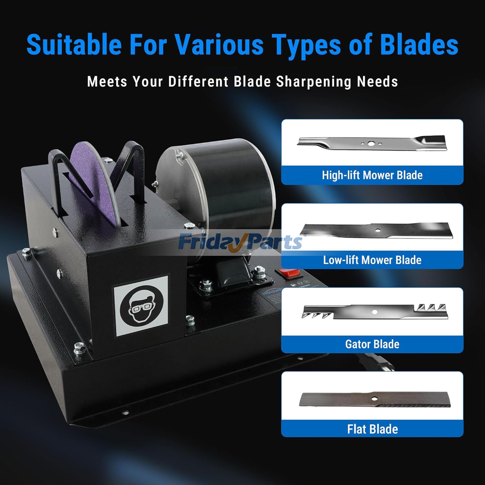 Afilador de cuchillas para cortacésped con protector de chispas mejorado de FridayParts