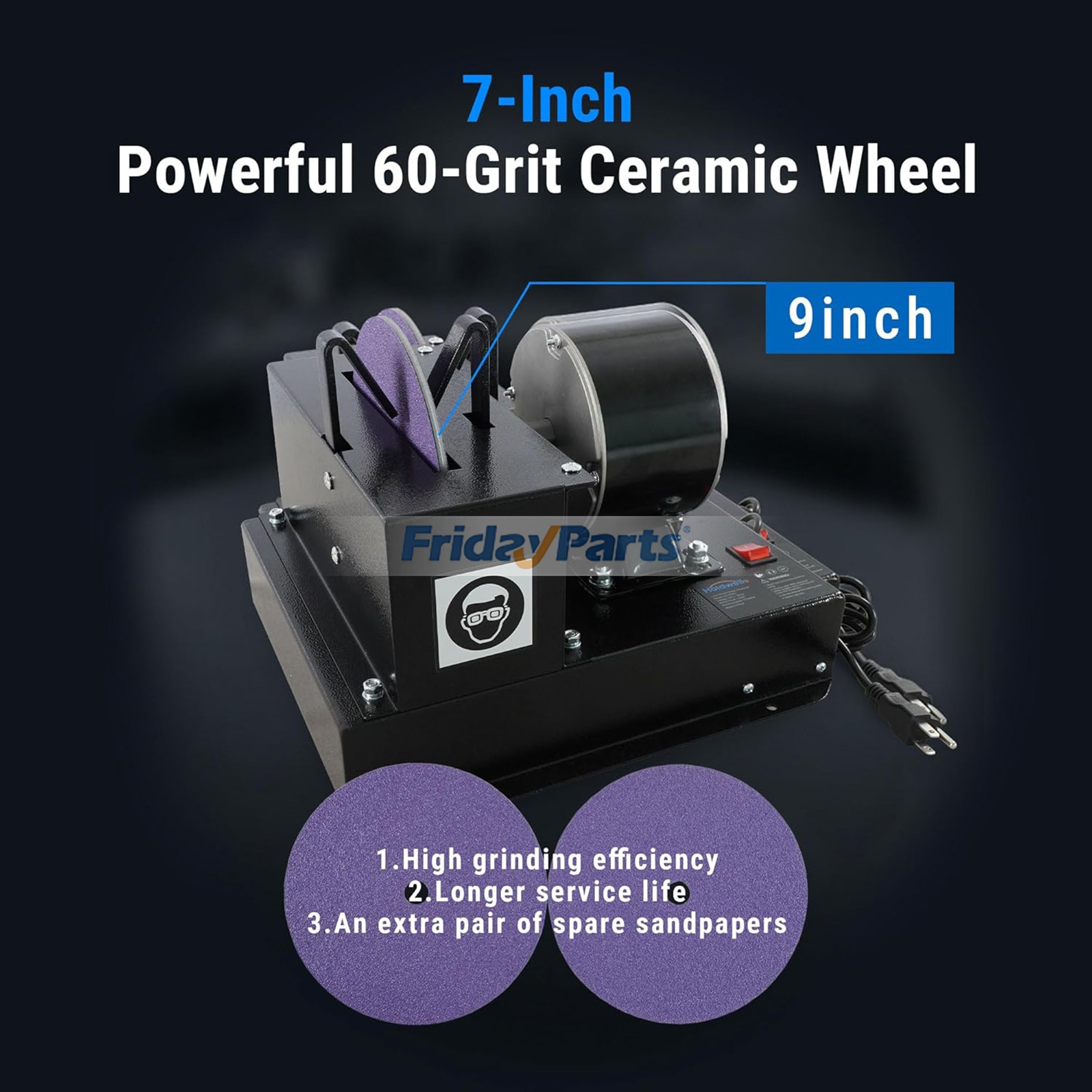 Afilador de cuchillas para cortacésped con protector de chispas mejorado