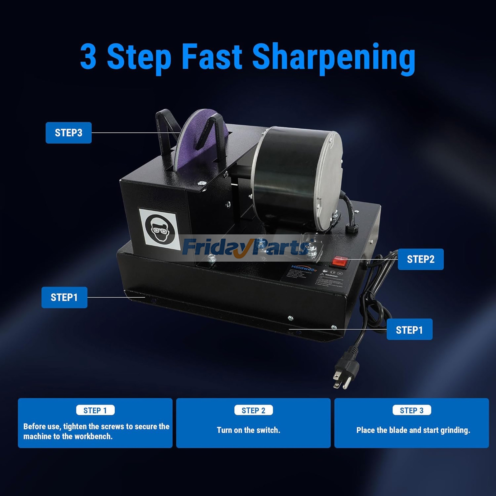 Afilador de cuchillas para cortacésped con protector de chispas mejorado para Herramientas manuales y eléctricas Para OTRA MARCA FridayParts